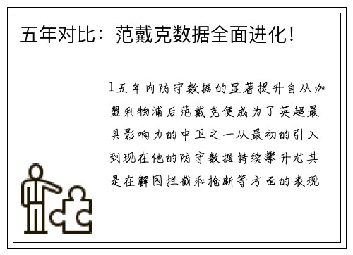 五年对比：范戴克数据全面进化！